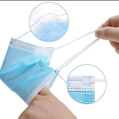 50 unidades de cubrebocas pisados color azul, paquete con 50 piezas de tapabocas en color azul ,mascarillas de 3 capas termo selladas, plisada en color azul