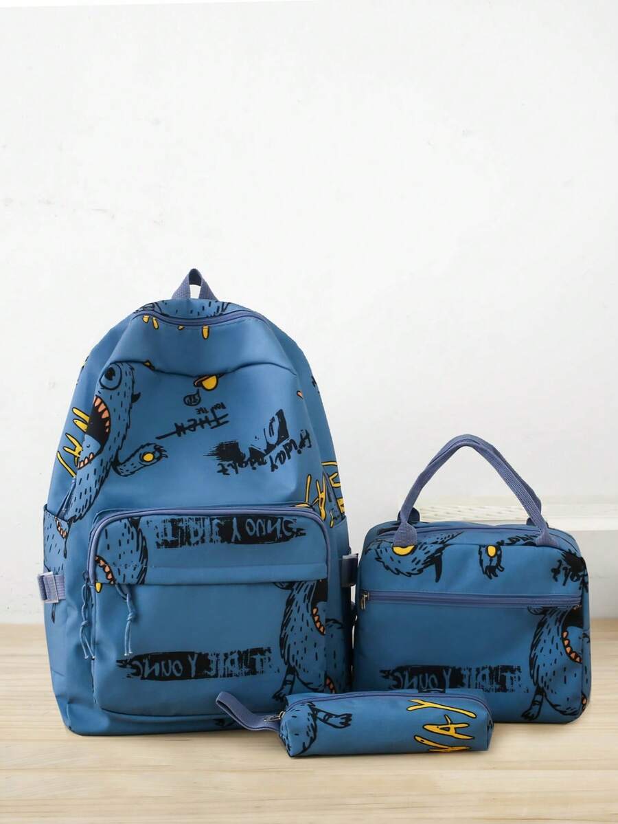 Backpack Set With Lunch Box And Pencil Box, Fashionable Minimalist Cute Large Capacity Multi-Function Outdoor Travel Backpack