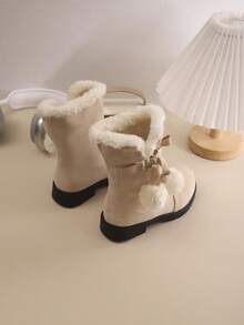 女童冬季新款高帮保暖毛绒时尚优雅简约防寒学院风厚靴