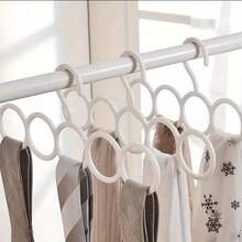 1pc/4pcs Creative Multi-Functional Circle Multi-Ring Clothes Hanger, 5-Hole Storage, Scarf Hanging Rack, Home Use Scarf Organizer, Belt Hanging Stand, Space-Saving & Durable, Must-Have For Home Storage - White - View 11