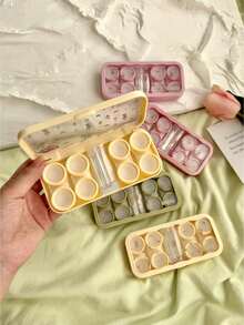 XIANG YU 1 个花卉图案隐形眼镜盒、伴侣护理盒、隐形眼镜盒和沉浸式存储套件，适合旅行和家庭使用。学校