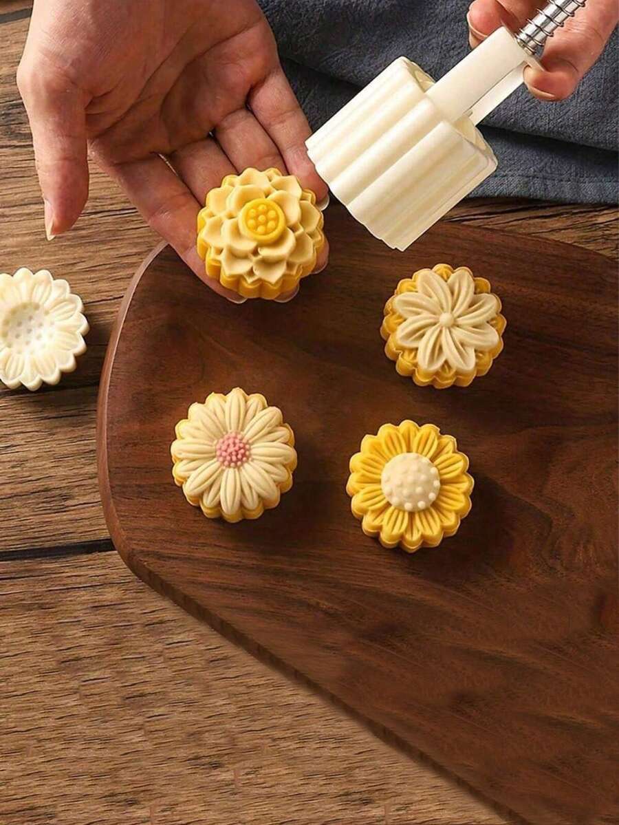 6 件花形糕点模具套装，包括 1 个挤压桶和 5 个花形模具、蛋糕制作 DIY 烘焙工具、饼干模具、厨房烘焙配件、厨房小工具、完美的烘焙工具。 - 彩色 - 查看 1