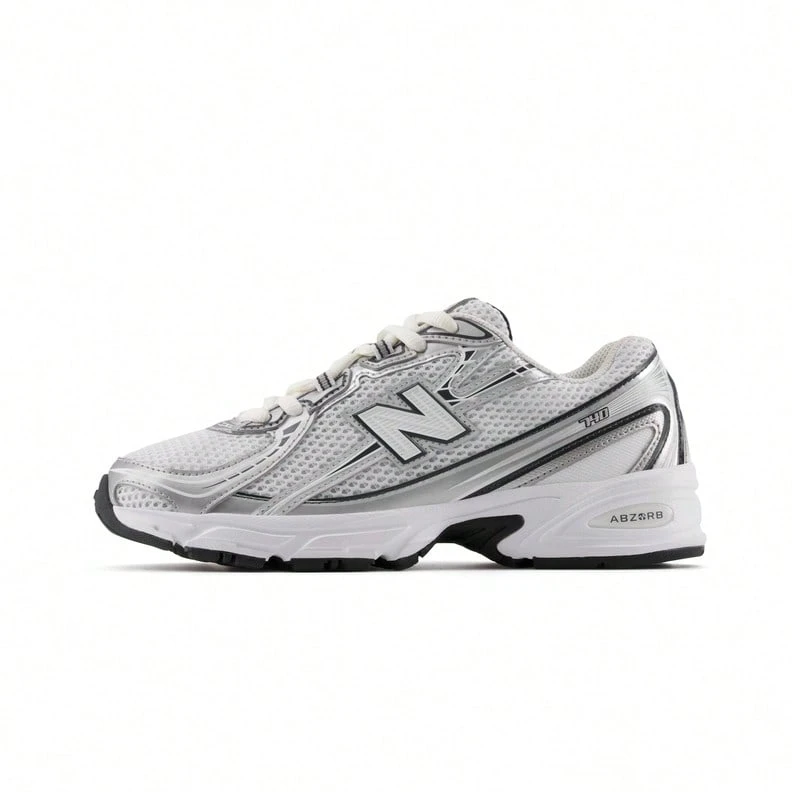 New Balance Zapatos casuales con diseño de parches tejidos, modelo serie 740, con malla transpirable, primavera 2025 - Blanco/Negro-D - Ver 1