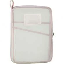 Back To School A4 Mesh Zipper File Bag | Double Layer Stationery Organizer With Large Capacity | Portable School Supplies For Students & Office - Pink - View 1