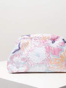 闪亮彩色亮片女士手拿包、花卉包、亮片包、舞会包、新娘派对包、舞会配饰、优雅女士包、婚礼用品、闪亮派对钱包（图案随机设计）