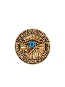 1pc Retro Egyptian Eye Of Horus Brooch, Unique Blue Eye Round Tag Copper Alloy Casual/Vintage Coat Accessory Gift Backpack For School