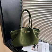 Women's PU Handbag, Retro Style, Large Capacity, Autumn And Winter, Black, Removable Shoulder Strap - Green - View 2