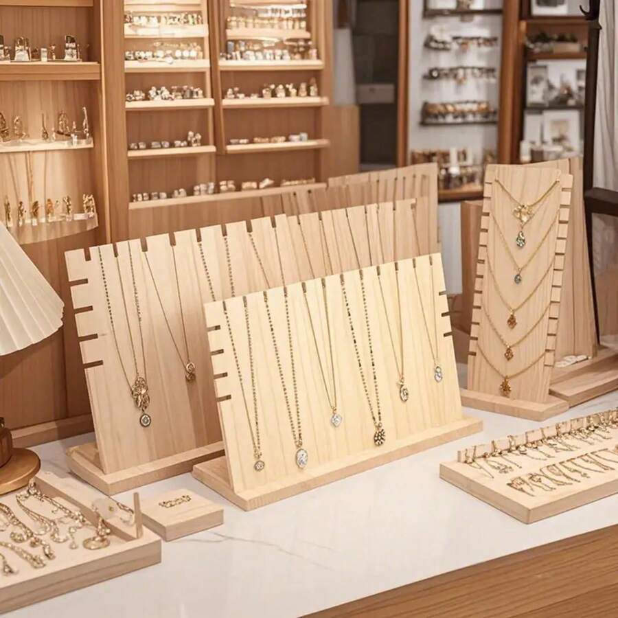 Marco de madera creativo para collar, marco de exhibición de joyería sólida a la moda, soporte para colgante, accesorios de presentación de joyería - L - Ver 1