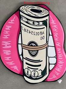 1件装唇印美元图案地毯，时尚创意地毯，家居装饰垫，适用于厨房、玄关、卧室、浴室、客厅、游戏室、衣橱、餐厅、后院，易于清洁，厚绒地毯，适合秋冬季浴室厨房装饰。 - 粉色 - 查看 4