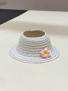 (Hat Only)1pc Doll Hat,Vacation Style/Hawaiian Style Plumeria Straw Hat, Hibiscus Straw Hat, Suitable For Taking To The Beach For Vacation Trips.