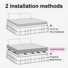 VOLTITO Multi-Layer Ruffle Bed Skirt 16 Inch Drop, Elastic Wrap Around Bed Skirts For Twin Full Queen King CK Size Bed, Easy To Install Dust Ruffle, Machine Washable Soft Fabric, Double Layers Bedskirt - 黑色 - 查看 4
