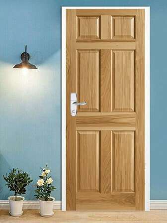 2pcs 3D Wood Grain Door Decal, Self-Adhesive Removable Vinyl Door Wallpaper, Peel And Stick PVC Sticker, For Home And Office Decor, With Art Deco, Modern, Traditional Styles, For Thanksgiving, Valentine's, Mother'S Day, Graduation, Indoor Use