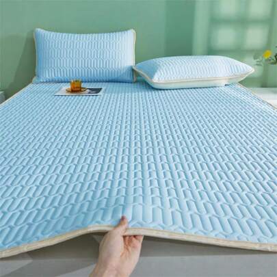 1 pièce Surmatelas de lit rafraîchissant en latex Lyocell - Hypoallergénique, lavable en machine, literie d'été respirante pour les pièces climatisées et les chambres familiales, couleurs mélangées
