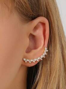 1 件时尚铜合金水钻爪形耳环，送给女朋友或好朋友的绝佳礼物 - 金黃色 - 查看 4