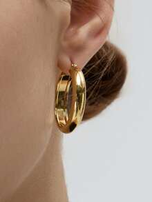 زوج من أقراط الحلقة البسيطة والأنيقة والشائعة من الفولاذ المقاوم للصدأ مناسبة للارتداء اليومي للنساء هدايا عيد الميلاد الشتوي