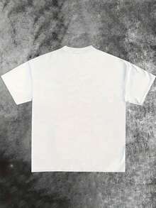 VHUTHK (180 Cotton T-Shirt) Letter 'FOSSRICH' And Portrait Print Men's Summer Round Neck Short Sleeved Casual Cotton Print