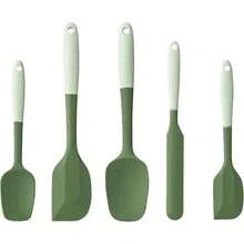 New Silicone Spatula Set, 5 Piece  Rubber Spatulas For Baking, Cooking, And Mixing High Heat Ristant Non Stick Dishwasher Safe - (Two Colors - Green) - Double Green - 查看 1