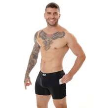 Men's Boxer Briefs With Side Pockets. Does Not Roll Up On The Legs And Is Highly Durable. - Negro - Ver 1