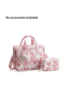 1pc Floral Quilted Mommy Bag, Handbag Shoulder Bag Tote Bag For Travel And Outdoor, Suitable For Mother & Baby