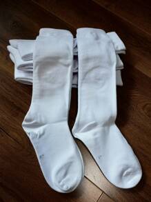 5 Paar Schulanfang Uniform Socken, Kinder Weiße Kniestrümpfe, Jungen & Mädchen Outdoor Sport Fußball Socken, Weiße Kniestrümpfe für Schüler, Kindergarten & Grundschule Formelle Weiße Socken, Geeignet für Frühling/Sommer, Passend für Alter 3-5-7-10-12