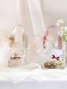 1 pieza, Bolsas de tote transparentes con estampado de margaritas Mini, Bolsas de regalo de PVC, Bolsas de tote con patrón de margaritas lindas, Bolsas de embalaje de regalo, Apropiado para regalos de boda, promociones, pequeños negocios, bolsas de compras, bolsas de fiesta, bolsas de regalo de fiesta de cumpleaños de boda, bolsas de embalaje de alimentos