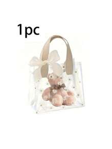 1 pieza, Bolsas de tote transparentes con estampado de margaritas Mini, Bolsas de regalo de PVC, Bolsas de tote con patrón de margaritas lindas, Bolsas de embalaje de regalo, Apropiado para regalos de boda, promociones, pequeños negocios, bolsas de compras, bolsas de fiesta, bolsas de regalo de fiesta de cumpleaños de boda, bolsas de embalaje de alimentos