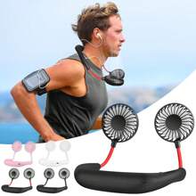 Ventilador de verano portátil, ventilador refrigerado, ventilador de cuello con manos libres, ventilador colgante recargable por USB de 1200 mAh, mini ventilador deportivo con 3 velocidades ajustables, ventilador doble para el hogar y la oficina