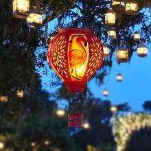 Starsoul Hot Balloon Solar Lantern With Flower Projection Metal Outdoor Waterproof Hot Balloon Solar Lights Hanging Lantern For Garden Yard Patio Decor - Pink Flamingo - View 7