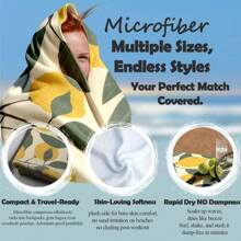 1 Stück große Zitronengrove Strandtuch - leuchtend gelbe Zitronen und grüne Blatt geometrisches Muster, weicher Microfaser Frottee, Strand- und Badetuch für Meer, sehr saugfähig, überdimensional rechteckiges Tuch für Pools, Strände, Sommer und Küstenaktivitäten