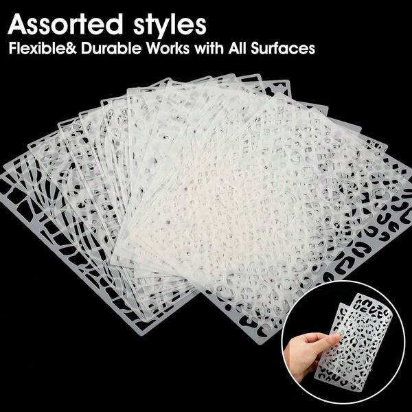 12个可重复使用的豹纹、动物纹、蛇纹印花模板，适用于漂白T恤、烘焙、DIY工艺品、墙面装饰