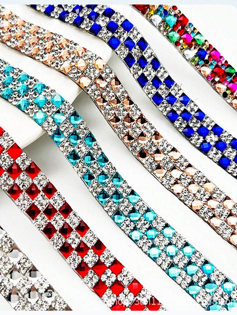 Crystal Glass Cube Self-Adhesive Glass Crystal Rhinestone Decorative Strips, Self-Adhesive Glue, Crystal Ribbon Stickers, Suitable For DIY Fashion, Shoes, Crafts, Clothing, Automotive Decor And Holiday Decorations, Valentine's Day, New Year Gifts, Home Decor