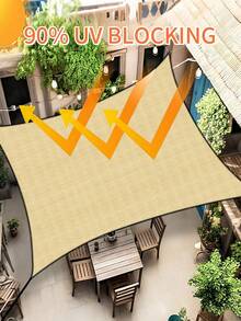 VANDHAM 米色长方形遮阳篷 - HDPE透气遮阳篷，带加固孔眼，适用于露台、花园、庭院和凉亭 - 彩色 - 查看 4