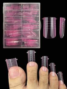 120Pcs/Box Toenail Dual Form Nail Mold Acrylic Toe Nail Extension Full Cover Quick Building Gel Mold Reusable Nail Upper Form - Pink - View 1