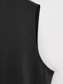 SHIBASHAN 女款優雅圓領無袖中長洋裝，附腰帶，休閒夏季單排扣細肩帶長洋裝，黑色 - 黑色 - 查看 7