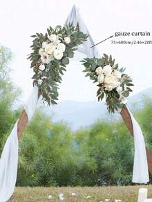 Bộ 2 bông hoa hồng trắng nhân tạo trang trí cổng cưới, biển chào mừng và cổng hoa, thích hợp trang trí lễ cưới (màu trắng) - Trắng - Xem 5