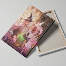 1 Pc Canvas Painting,Witches, Bookshelf, Cauldron, Cats, Wand,Wood Framed Painting (1) Thickness 2.5 Cm/ 1 Inch-Home Decoration For All Occasions,Ideal New Year, Valentine's Day,Thanksgiving,Easter,Christmas Gift,Room Decoration Aesthetic,Wall Decoration Art,Perfect Gift,Autumn And Winter Wall Decoration,Living Room Decoration, Bedroom Decoration, Kitchen Decoration, Entry Decoration, Bathroom Decoration, Direct Wall Painting, High Quality Wall Painting Poster,Modern Home Decoration Stretched And Framed Ready To Hang - trái cam - Xem 4