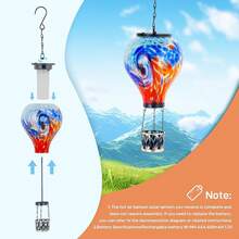 Starsoul Hot Balloon Solar Lantern With Flower Projection Metal Outdoor Waterproof Hot Balloon Solar Lights Hanging Lantern For Garden Yard Patio Decor - 紮染-B-2 包 - 查看 8