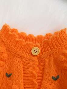 Pelele holgado de punto con estampado floral para bebé niña - Naranja - Ver 2