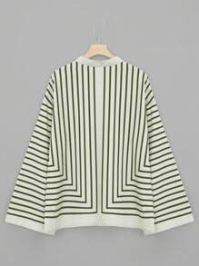 女士时尚优雅休闲宽松条纹衬衫春夏