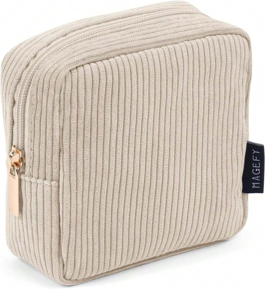 MAGEFY Bolsa de Maquillaje para Monedero Bolsa de Cosméticos Pana Linda Bolsa de Cosméticos para Mujer - Pequeño+Grande-Verde-2pcs - Ver 1