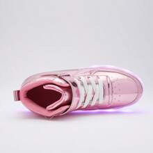 Bepoaa Kids LED Light Up Shoes USB Charging Flashing Light Up High-Top Sneakers For Boys And Girls (Toddler/Little Kid/Big Kid) - 粉色 - 查看 6