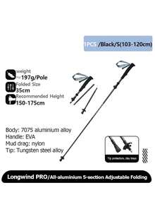 Naturehike 5 节碳纤维+铝合金可折叠伸缩登山杖，Longwind PRO/UL，超轻徒步杖，便携式，适合徒步旅行和背包旅行 - 彩色 - 查看 15