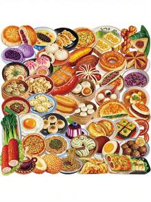 50pcs Transparent Chinese Cuisine Food Stickers, Waterproof Clear PET Scrapbooking Stickers For Planner, Guitar, Notebook, Phone,School Supplies,Back To School - Multicolor - View 3