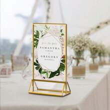 12pcs/6pcs Restaurant Menu Cards, Transparent Acrylic Wedding Table Number Holders, Photo Display Sign Stands With Gold Borders, Double-Sided Gold Frames - Suitable For Weddings, Rehearsal Dinners, Engagement Parties, Anniversaries, Birthdays, Bridal Showers, Graduations, Corporate Events Or Any Special Occasion!