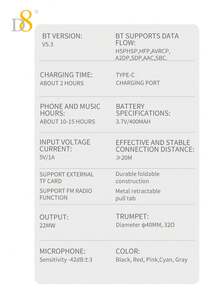 D8 头戴式耳机，无线和有线可折叠耳机内置麦克风，Micro SD 卡插槽 - （隐形）成人儿童男女 10 小时播放时间可折叠头戴式耳机带麦克风，深低音立体声耳机带柔软记忆蛋白耳罩，适用于 /Android 手机/PC - 灰色 - 查看 11