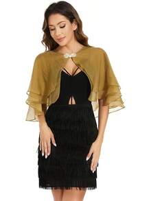 Women's Sheer Shawls And Wraps Evening Dresses Soft Wedding Cape Lightweight Bridesmaid Scarves Cover Up - 深黃色 - 查看 3