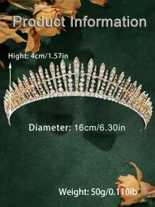 1 pièce Bandeau de mariée de luxe avec design de couronne de strass pour mariage, fête, diadème royal