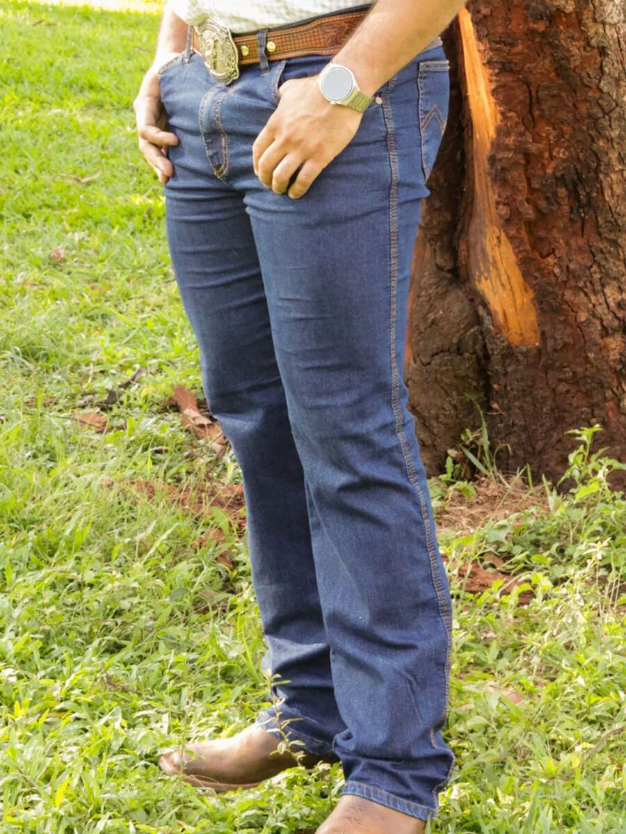 BEST BULL All Loose Traditional Men's Jeans Comfortable With Elastane Country Cowboy Rodeo Pocket Button Zipper - Màu xanh lam - Xem 1