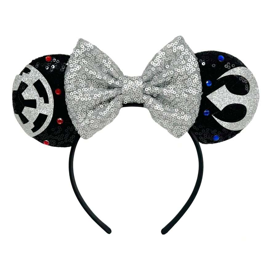 Star Wars Glitter Headband, Rebel Vs Empire Ear Headband, Cosplay Decorative Headpiece, Theme Park Costume Accessory - 黑色 - 查看 1