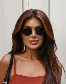 1 Piece [3 Colors]2025 European And American Fashion Temperament Diamond  Personality Polygon Transparent Lens Ocean - 黑灰 - 查看 1